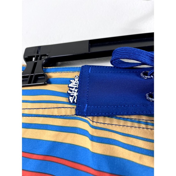 Men's Orange Striped Salt Life Swim Trunks 30 - Picture 5 of 6